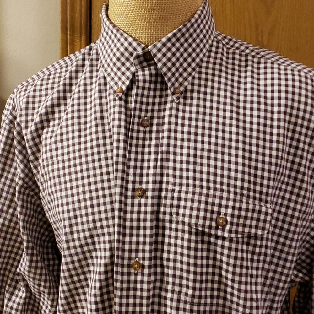 Brooks brothers long sleeve picnic plaid burgandy